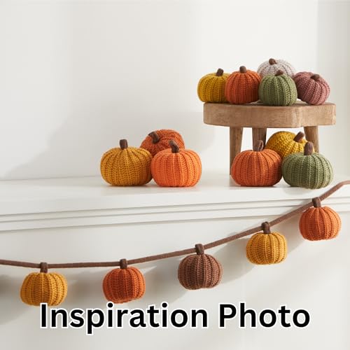 Image of Mini Knit Pumpkins, Orange, Set of 5 (Mini Knit Orange) | Bowl Fillers, Fall Tiered Tray Decor, Autumn Table Decorations, Halloween