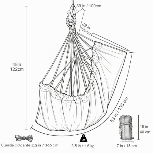 Hamaca grande de algodón GOCAN silla colgante resistente 150kg 3