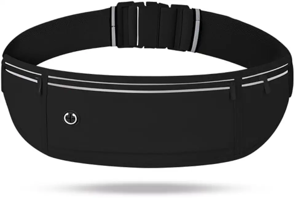 Pochete Esportiva Slim Impermeável para Corrida e Academia – Porta Celular de Cintura Ajustável (Preta)