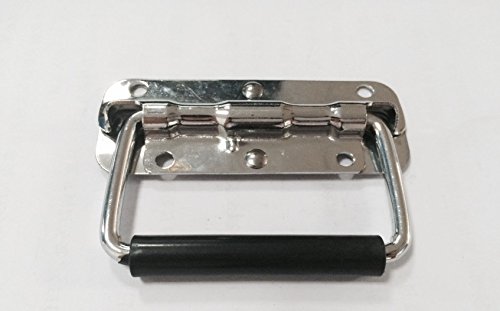 Set of 2 Spring Loaded Surface Mount Speaker Cabinet Handles with Rubber Grip - Tool Box Handle Chrome Finish (1 Pair) - Thumbnail 4