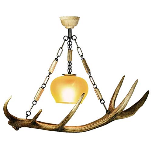 Lampadario con vere corna di cervo. Luci 1xE27 M 60x25x60cm 150703