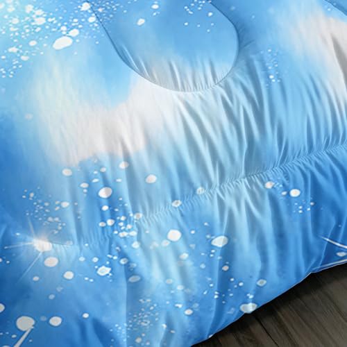 Image of AILONEN Light Blue Tie Dye Bedding Set Full Size for Kids Teens Adults,Galaxy Starry Comforter + 2 Pillowcases,3Pcs Tie-Dye Spiral Quilt Set for All Season