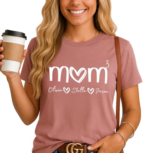 Personalized Handmade Mom Shirt – Custom Mother T-Shirt with Kids' Names, Mother's Day Gift for Mama, Mom of 2 3 4 5 6 Outfit