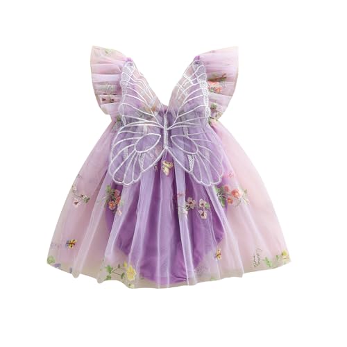 Image of Newborn Infant Baby Girls Clothes Flower Butterfly Embroidery Sleeveless Romper Tulle Mesh Dress Toddler Bodysuit
