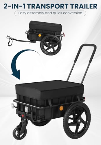 Fiximaster 2-in-1 Fahrrad Lastenanhänger, Fahrradanhänger mit Schiebebügel, stabilem Eisenrahmen, 40 cm Luftreifen, bis 40 kg belastbar, Schwarz
