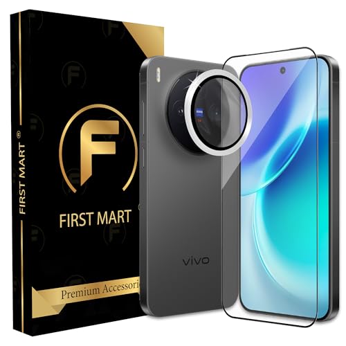 Image of FIRST MART Tempered Glass Camera Lens for Vivo X300 With Installation Kit | Militry-Grade Gorilla Screen Guard & Silver Metal Camera Rings Lens Protector | Edge to Edge Coverage | Silver