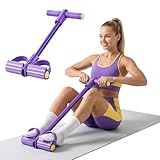 Upgraded 8-Tube Multifunction Foot Pedal Resistance Band, Enhanced Tension Sit Up Pull Rope, Abdominal Trainer for Home Gym, Full Body Workout for Core Leg Arm Waist Strength Training, use Barefoot