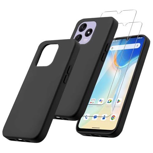 3 in 1 Cover Compatibile con Oukitel C51 6.8 e 2 Pezzi Vetro Temperato Pellicola Protettiva Morbido Custodia Protettivo Protezione Case silicone tpu nero