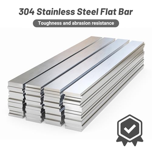 Image of UNIFAMILY 4PCS 304 Stainless Steel Flat Bar 1 /8 inch Thickness, 1 inch Width Stainless Steel Strips, 12 inch Length Steel Bar Sheet, Rectangular Brushed Finishing Metal Bar for DIY Craft Making