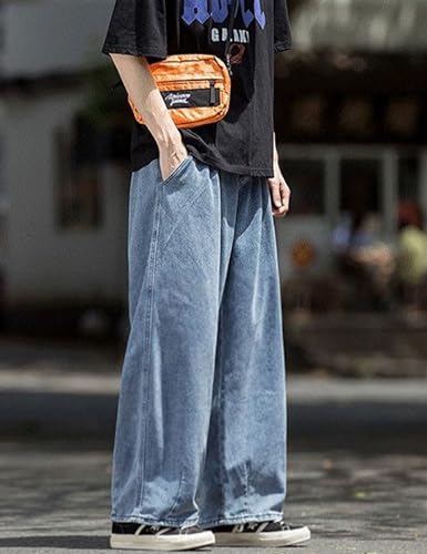 COOLMONAR Men's Loose Fit Baggy Jeans Casual Streetwear Wide Leg Oversized Denim Pants3