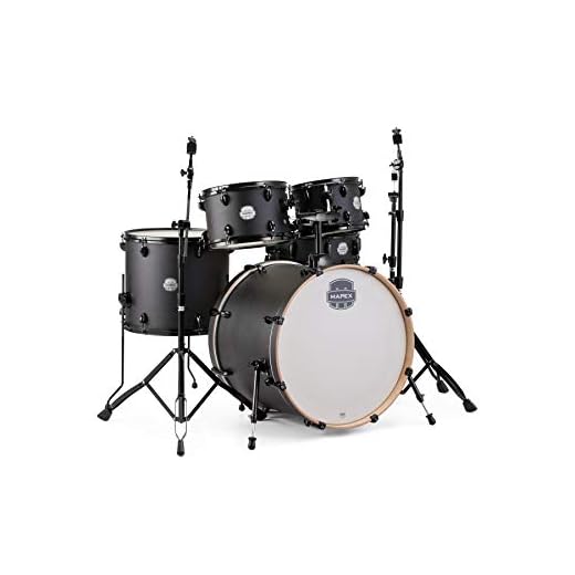 Mapex ST5295FBIZ Storm Rock 22" Bass Drum 5-Piece Drum Set w/Hardware - Deep Black w/Black