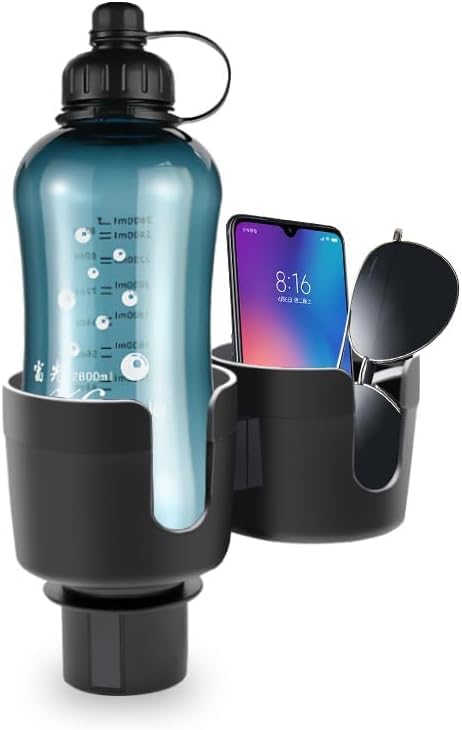 車用カップホルダーエキスパンダー 2イン1カップホルダーエキスパンダー 調節可能なベース付きカップホルダーインサート 10~40オンスボトル用 カップホルダー 追加の自動車用カップホルダー用 Yeti、HydroFlask、カーアクセサリー用