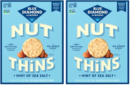 Image of Blue Diamond Almonds Nut Thins Gluten Free Cracker Crisps, Hint of Sea Salt, 4.25 Oz Boxes (Pack of 2)