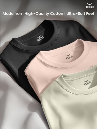 Image of Nobero 100% Cotton Tshirts for Men Combo Pack of 3 | Regular Fit Round Neck Half Sleeve