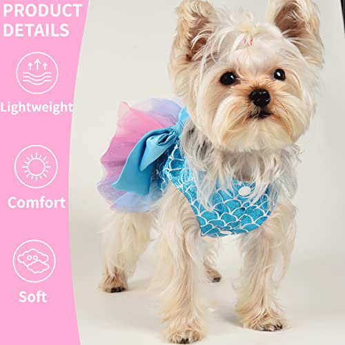 Dog Dress Mermaid Tulle, S, Blue, Female Dog Clothes For Small Dogs Girl, Cat Apparel, Cute Pet Puppy Clothing Doggie Outfits For Birthday Wedding, Summer, Spring #TOP2