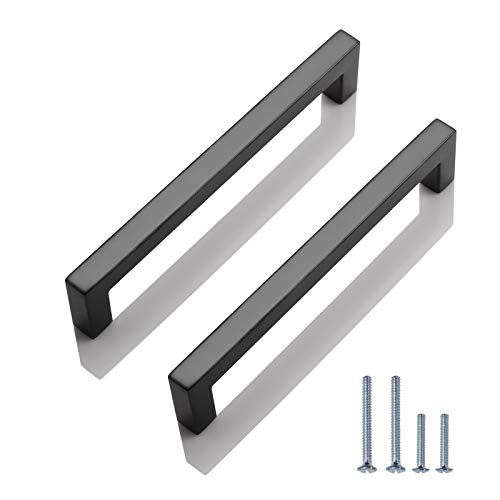Tiradores de puerta de cocina de 15 unidades, 128 mm, mango en T, color negro, tiradores de cocina, acero inoxidable, tiradores de puerta cuadrados, tiradores de puertas de armario Cover