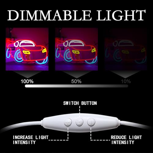 Image of Car Neon Sign Dimmable Racing Car Led Neon Light for Wall Decor for Bedroom Playroom Gameroom Birthday Party Gifts for Boys Girls Fans 15.75x9.06 IN-USB Powered-Acrylic