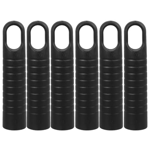 Healeved 6pcs Mop Handle End Cap Replacement Broom Stick Cover Grips for Broom and Dustpan 25mm Black Rod Sleeves for Sweeping Tools Compatible with Mop Poles and Cleaning Equipment
