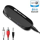 [page_title]-SONRU Bluetooth Adapter Audio 5.0 Transmitter Empfänger 2 in 1 Sender/Receiver Adapter, aptX LL für TV Stereoanlage Kopfhörer Lautsprecher, mit 3,5mm AUX/RCA Kabel, Dual-verbindungen, 10M Distanz