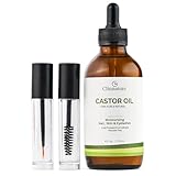 Clinnature Castor Oil 100% Pure & Natural | Cold Pressed, Hexane-Free | Eyelash & Eyebrow Lash Serum | Hair Growth Oil with Lash & Brow Brush Kit | 4 fl oz Glass Bottle