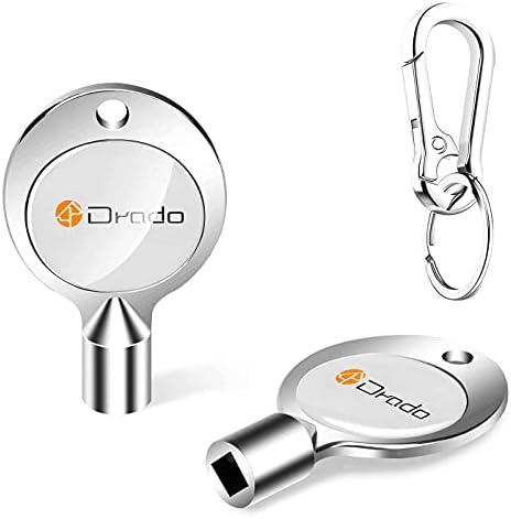Drado 2 Pack 5mm Radiator Bleed Keys Solid Radiator Bleed Key Square Opening Keys Radiator Air Bleed Key Radiator Valve Vent Key for Screw Air Valve Faucet with Keyring