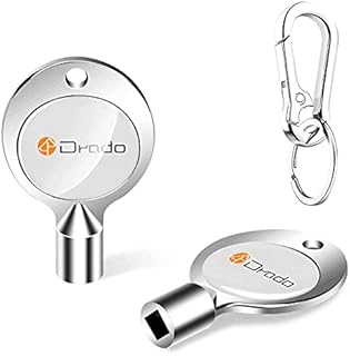 Drado 2 Pack 5mm Radiator Bleed Keys Solid Radiator Bleed Key Square Opening Keys Radiator Air Bleed Key Radiator Valve Vent Key for Screw Air Valve Faucet with Keyring