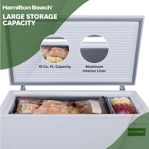 Hamilton Beach HBFRF1006 Chest Freezer-Adjustable Thermostat-Removable Vinyl Coated Wire Basket-Easy Defrost Drain-10 Cubic Feet, 10 cu ft, White (pack of 1) on Fridge.com