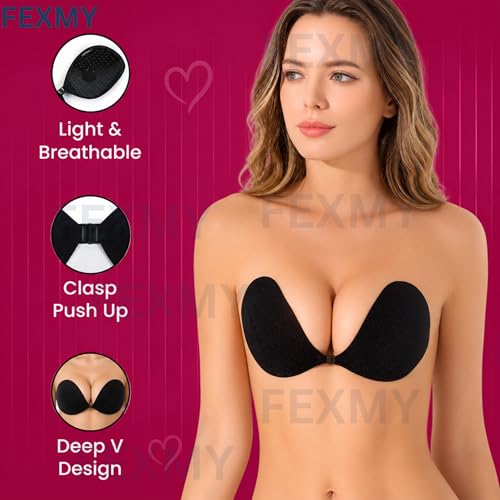 Image of Women's & Girl's Strapless Push Up Wire Free Stick On Invisible Bra, Sticky Liftup Silicone, Stick on Bra for Backless Dress Free Size B Cup