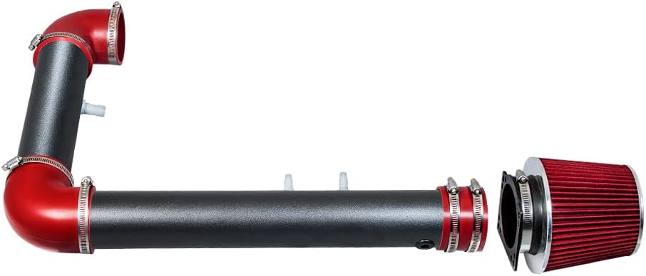 RSG MATT BLACK PIPE with RED Short Ram Intake Kit with Filter Compatible For 02 Thunderbird / 00-02 Lincoln LS 3.9L V8