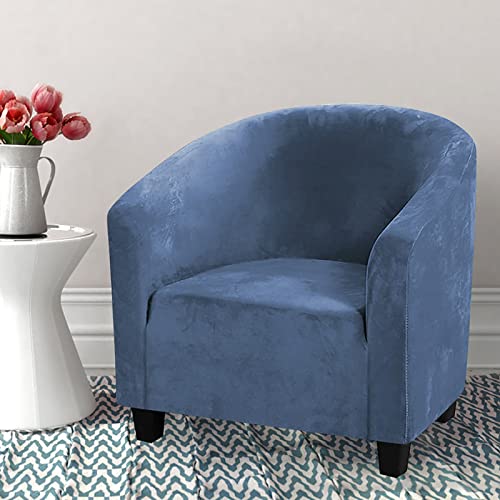 Funda de terciopelo para sillón club azul elástica y lavable OBASDFD 6