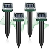 Mole Repellent Solar Powered, Ultrasonic Repeller, Waterproof Sonic Spikes Gopher Vole Groundhog Snake Chipmunk Mole Deterrent Get Rid of Moles in Your Yard (4pack)