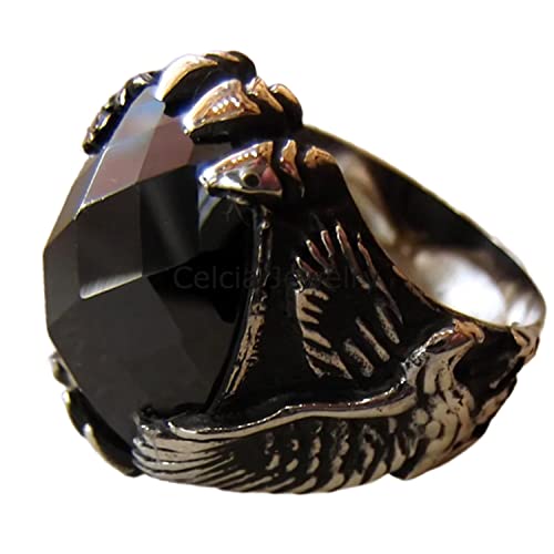 Chevalière déclaration bague aigle améthyste agate dentelle argent antique