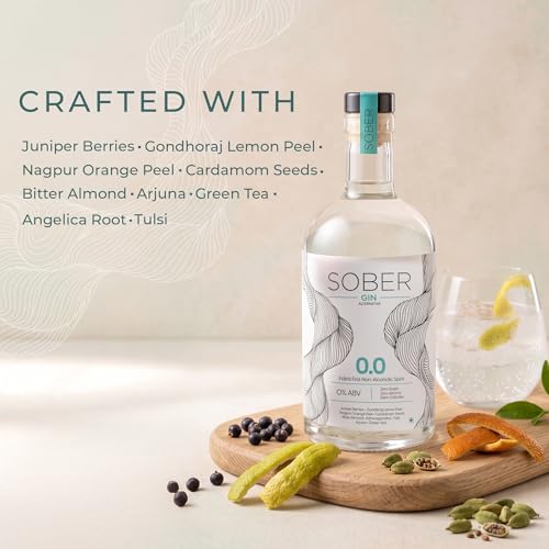Image of SOBER Gin Alternative | 0.0% ABV Zero Alcohol Drink | Sugar Free Zero Calorie | Premium Non Alcoholic Gin with Juniper Citrus Herbal Notes | Alcohol Free Spirit for Mocktails & Tonic | 750ml