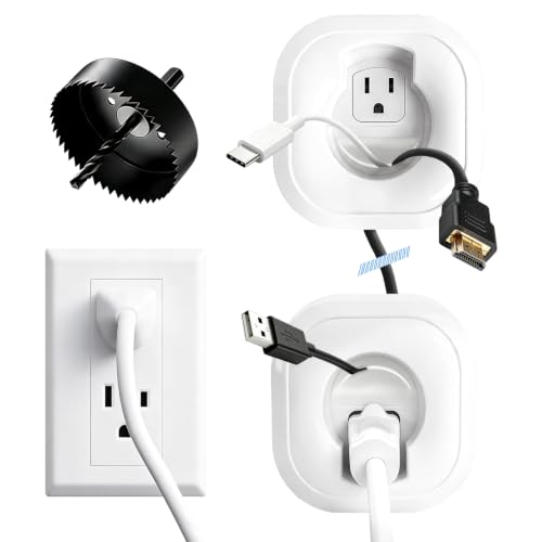MOOEGG in-Wall Cable Management Kit, TV Wire Concealer with Built-in Outlet | Extension Cord & Hand Saw Supplied for DIY Assembly. In-Wall TV Cables Concealed for Neat Home Theater and Wall TV Wiring