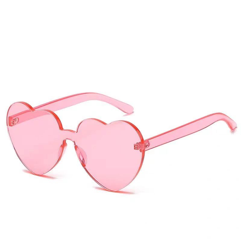 1 pc Pink Heart Sunglasses Rimless Heart Shaped Glasses Candy Sunglasses for Women Colored Party Favors， Eyewear Accessories4