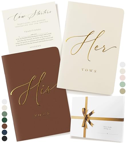 ARTESORI Wedding Vow Books His & Hers - Wedding Registry Gifts Ideas for Bride & Groom, Vow Books for Wedding - Soft-Touch, Gold-Foiled, 28 Lined Pages Vow Book for Her & Him [Ivory & Terracotta]