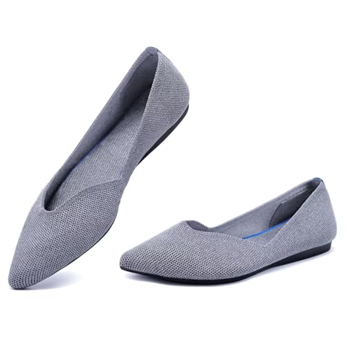 Frank Mully Womens Flat Shoes Classic Pointed Toe Flats Knitted Dress Shoes Soft Flats for Woman Comfortable Dressy