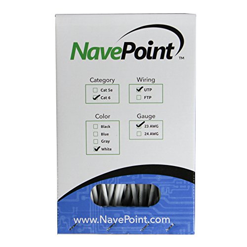 Image of NavePoint CAT6 Ethernet Cable - CCA Bulk CAT6 Cable 500ft Ethernet Cable, 550MHz, 23AWG 4 Pair, Unshielded Twisted Pair (UTP), Solid White
