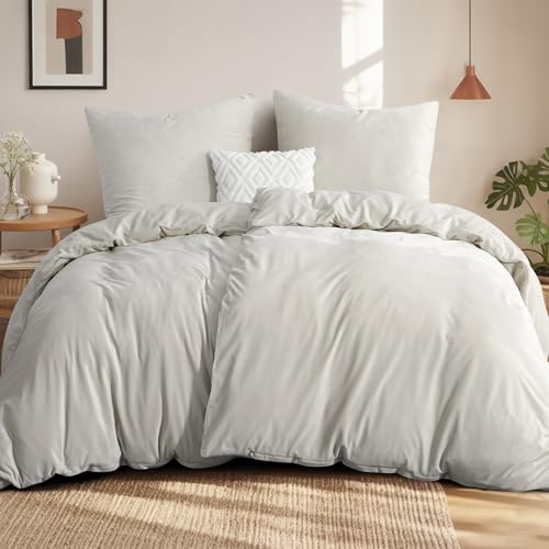 Aisbo Winter Plüsch Bettwäsche 135x200 4teilig Beige - Flanell...