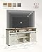 VASAGLE TV Stand for TVs up to 75 Inches, Farmhouse Entertainment Center with Sliding Barn Doors, Console Table for Living Room, Rustic White and Honey Brown ULTV323W02