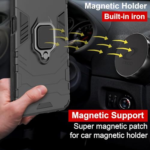 Image of A rtistque Armor Bumper Back Case Cover for Redmi Note 14 Pro Plus 5G | Stylish Ring Holder & Inbuilt Stand | Shockproof TPU Protective Design | 360 Degree | Redmi Note 14 Pro Plus Back Cover - Black