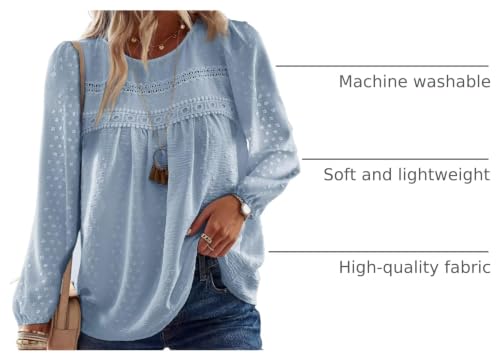 Image of Falechay Womens Tops Flowy Boho Dressy Casual Lace Cute Long Sleeve Shirts