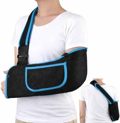 Arm Sling, Lightweight & Breathable Medical Sling with Adjustable Shoulder Strap, Shoulder Mesh Immobilizer Slings for Elbow Injury/Torn Rotator Cuff/Wrist Injury/Surgery, Right or Left, Women or Men