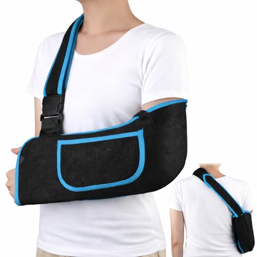 Arm Sling, Lightweight & Breathable Medical Sling with Adjustable Shoulder Strap, Shoulder Mesh Immobilizer Slings for Elbow Injury/Torn Rotator Cuff/Wrist Injury/Surgery, Right or Left, Women or Men