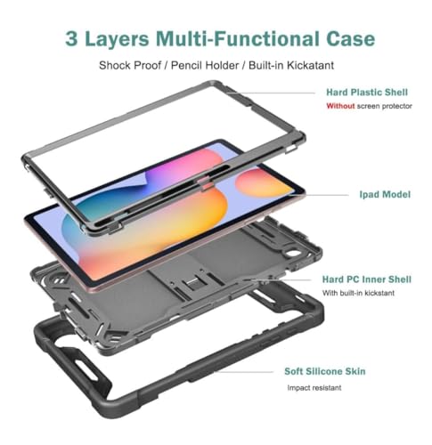 Image of WHITBULL Rugged Shockproof Heavy Duty Back Case Cover Compatible with Samsung Galaxy Tab A7 (10.4 Inch 2020 Modal) (SM-T500 / SM-T505), Black