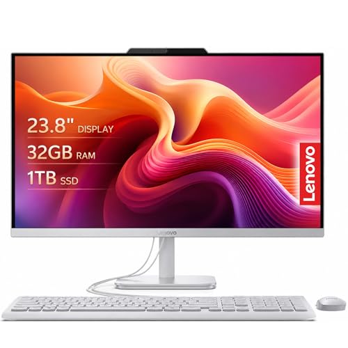 Image of Lenovo IdeaCentre 24 inch High Performance All-in-One Desktop Computer • 8-core Intel Core i3 Processor • 32GB RAM • 1TB SSD • Office 365 for The Web • Wireless KB&Mouse • Wireless Charging Base • Win 11
