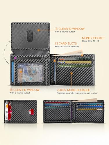 Wallet for Men,Mens Wallet,Slim Leather Bifold,RFID Blocking 2 ID Window Fathers Day Gift4