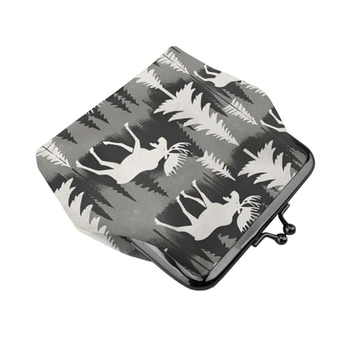 Pu Leather Buckle Coin Purse Moose-Trot-Vintage Girls Kiss-Lock Change Purse Wallets3