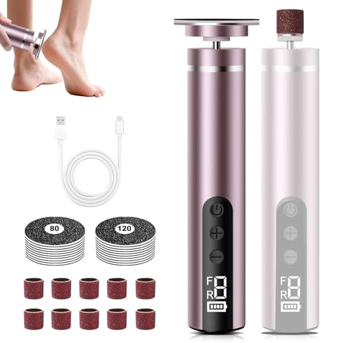 Hornhautentferner Elektrisch, 2 in 1 Elektrischer Hornhautentferner für Füße & Nagelpflege mit LCD Display und 9 Stufen, Wiederaufladbare Foot Glow Hornhaut Entferner für rissige Fersen,Hornha