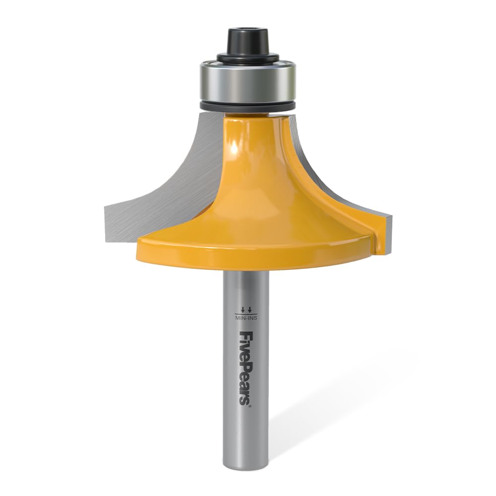 FivePears Roundover Router Bit, Round Over Router Bit for Edging Forming Rounding (1/2" Radius - 1/4" Shank, 1/4" Shank-Y)